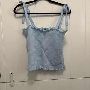Crave Fame Light Blue Smocked Women Top